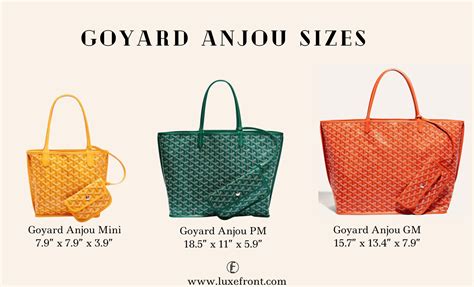 goyard official colors|goyard tote bag size comparison.